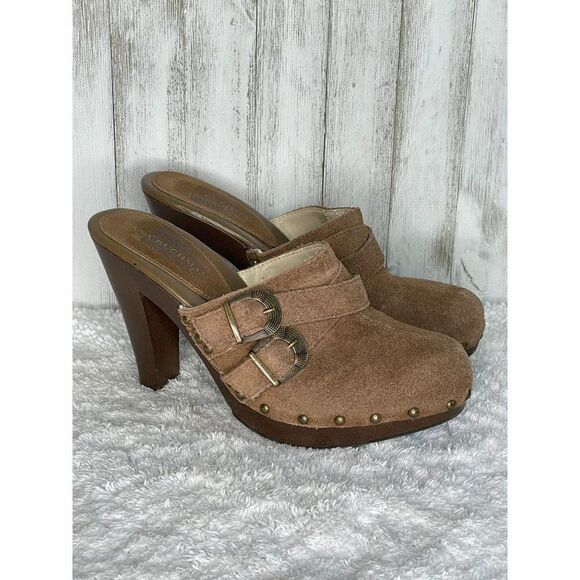 DANA Buchman Tan Suede Clogs Hazelton Desert Size 9.5 - Picture 2 of 11